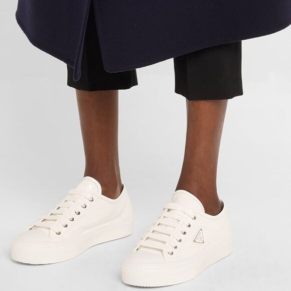 PRADA Triangle Logo Smash Naplak Platform Sneakers Trainers Flat Shoes - Picture 3 of 16